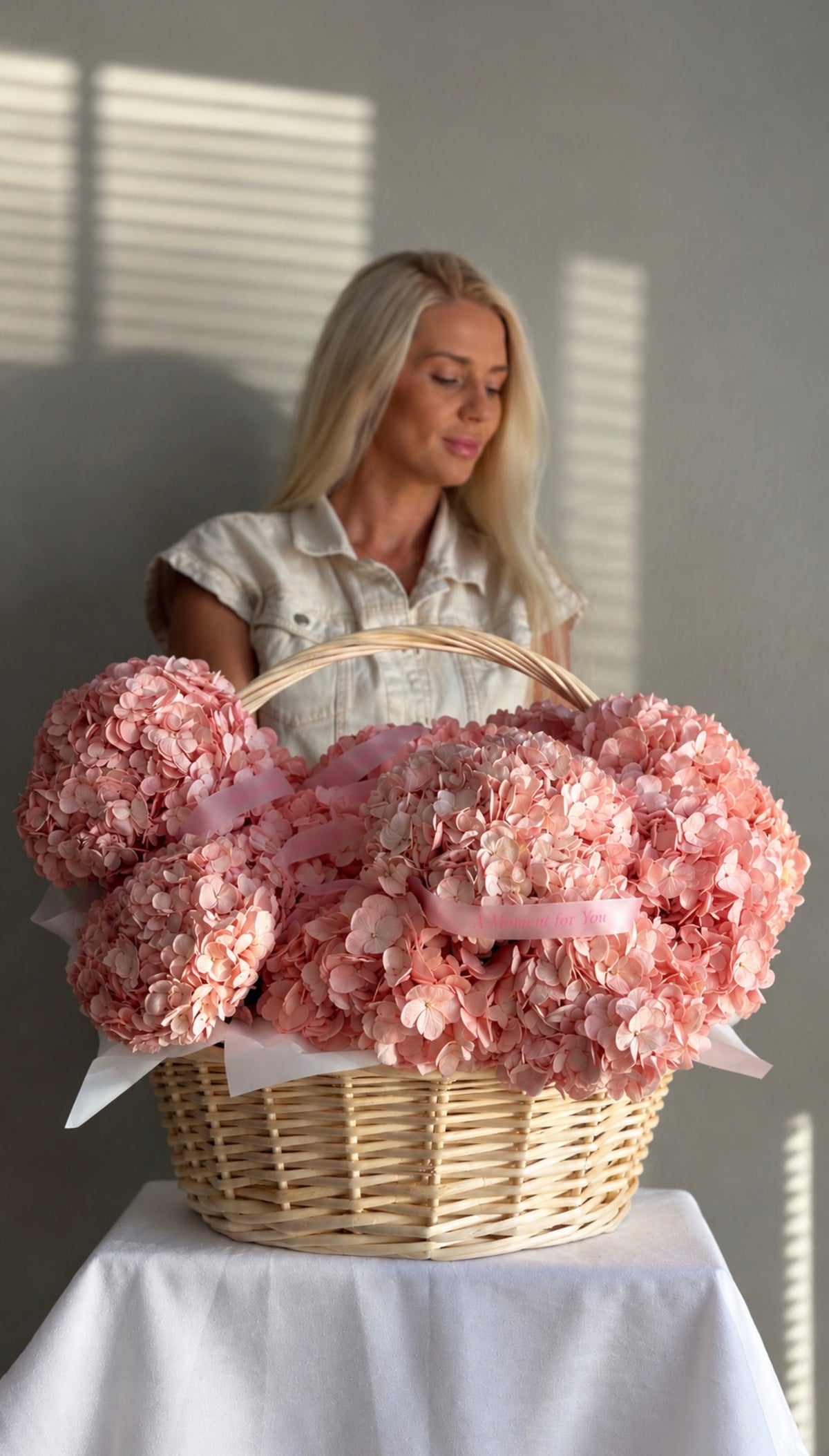 Basket with hydrangeas 