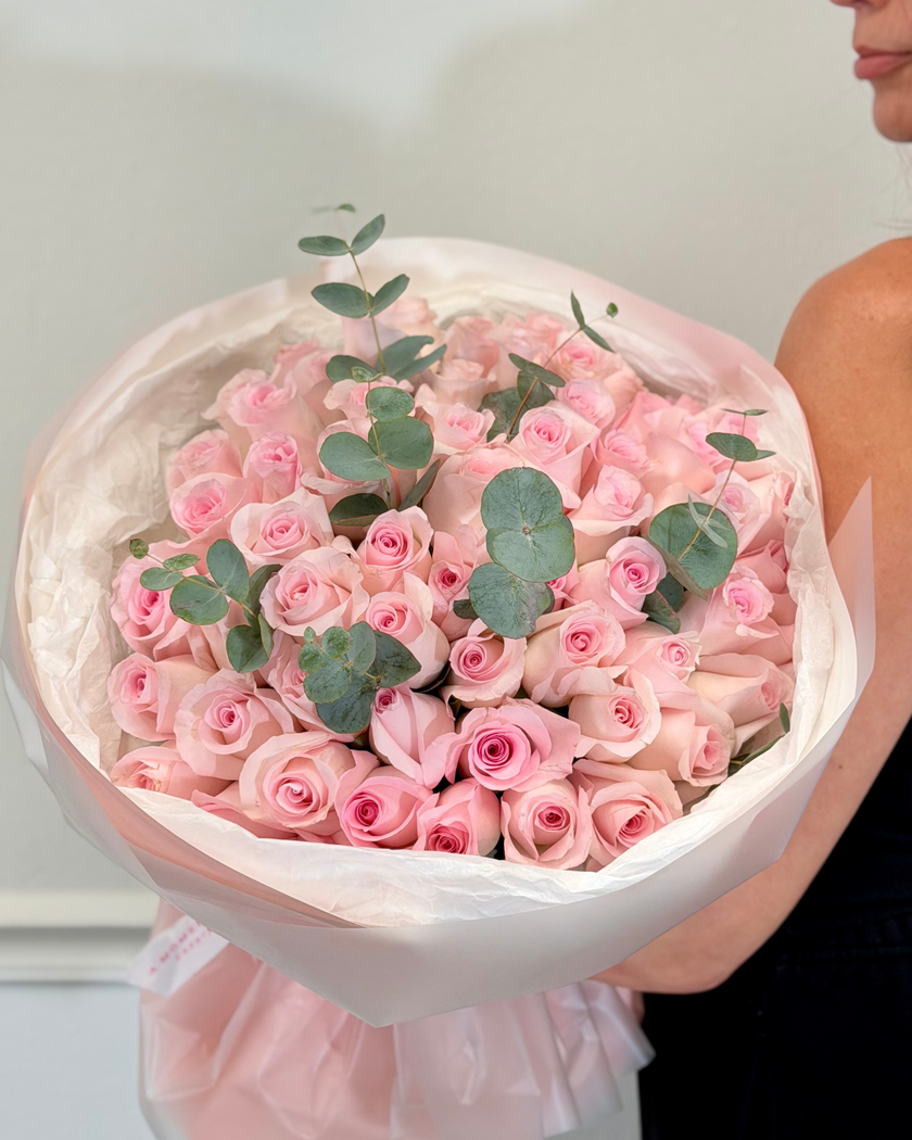 Sweet Pink Rose Bouquet with Eucalyptus